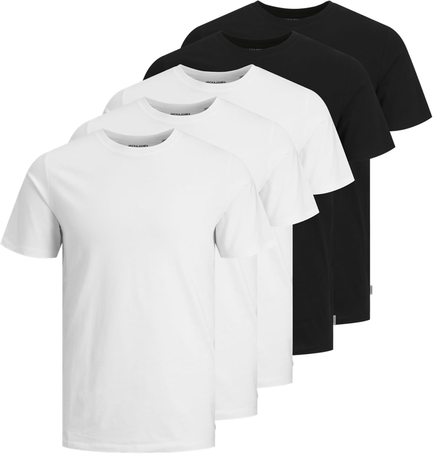 Detalle de JACK & JONES 5er Pack Herren Shirts JJENOA Tee SS Crew Neck – Bequeme Basics aus Baumwolle