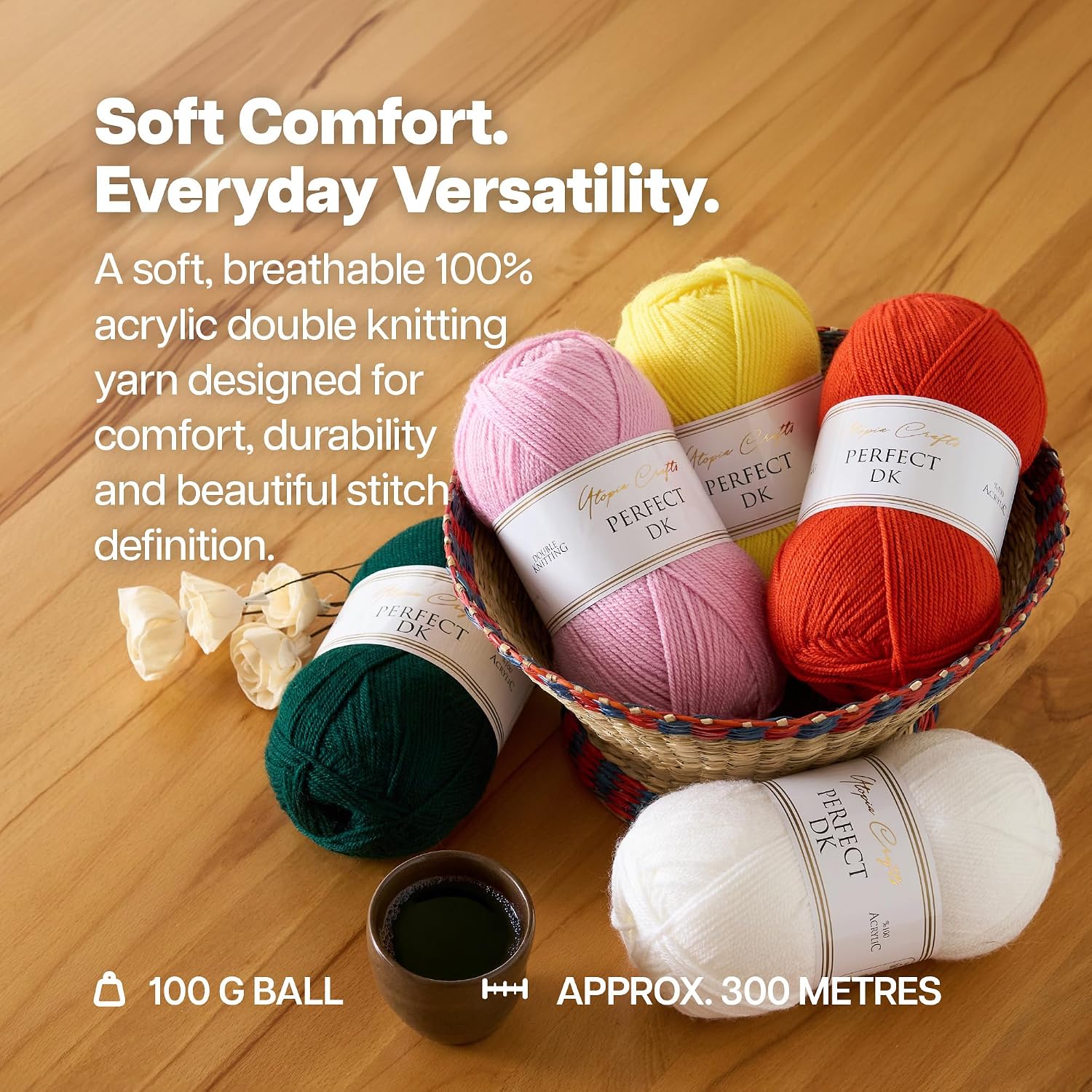Thumbnail 3 de Utopia Crafts DK Double Knitting Yarn 3x100g (Dark Teal) – 100% Acrylic, Soft and Easy to Work With