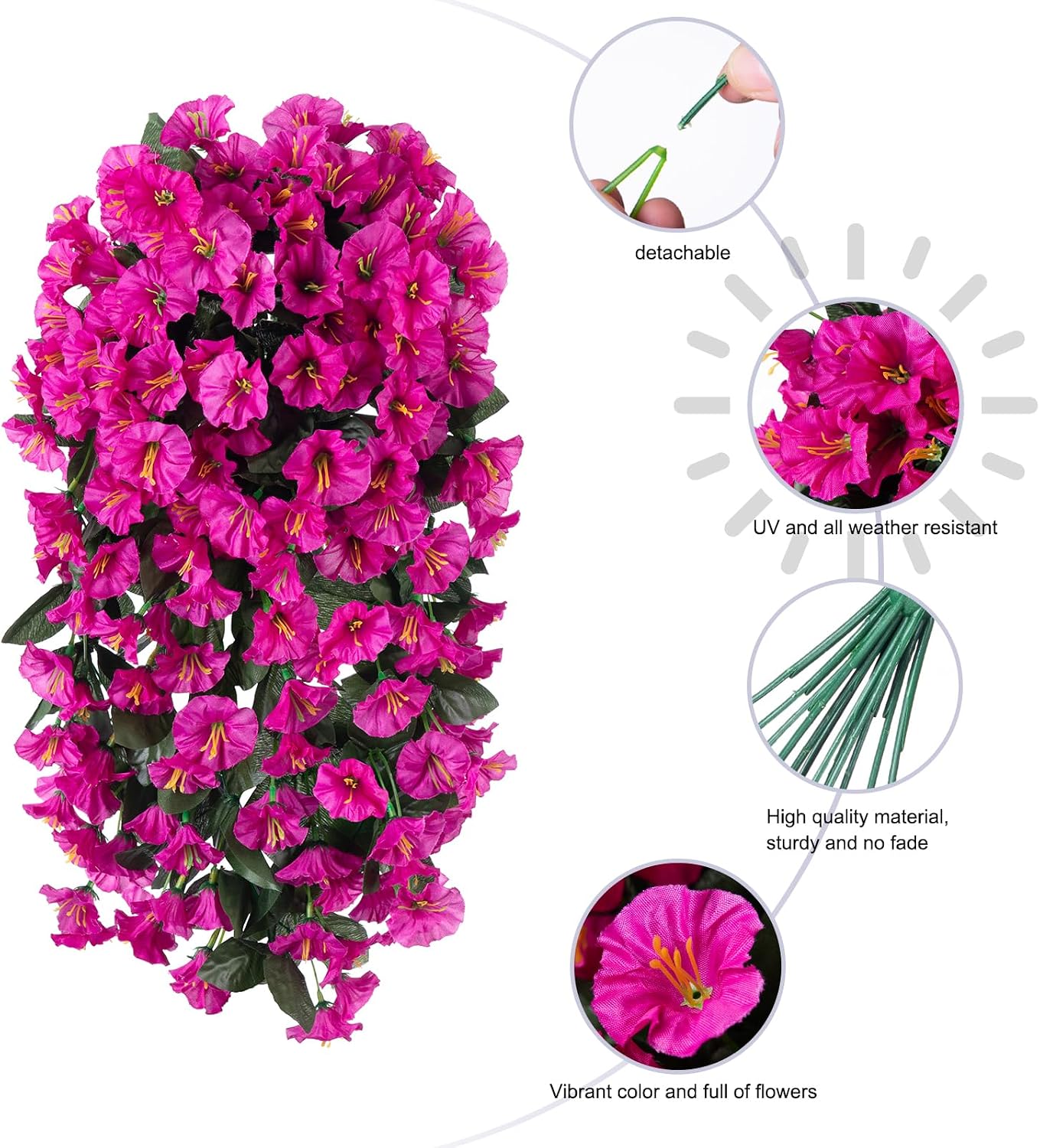 Thumbnail 3 de Artificial Hanging Morning Glory Vine 19in