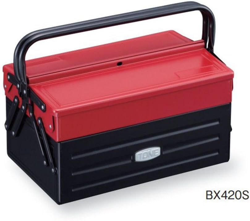 Detalle de トネ(TONE) BX420S ツールケース レッド、V形2段式・折りたたみハンドル
