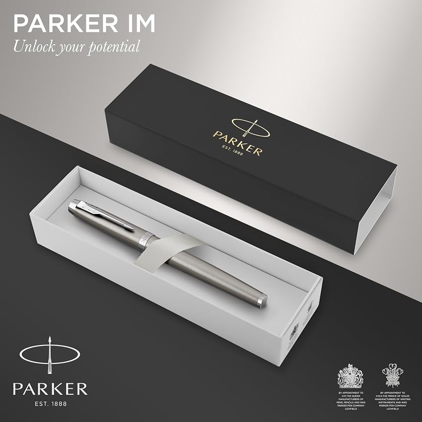 Detalle 2 de PARKER IM Pluma Estilográfica 🌟 Acero Inoxidable y Tinta Azul