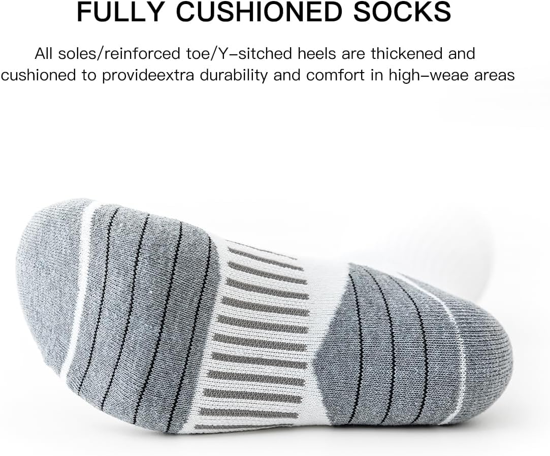 Detalle de JOYNÉE 8 Pairs Men's Athletic Crew Socks: Cushioned, Breathable Support for Running, Hiking, and Everyday Comfort