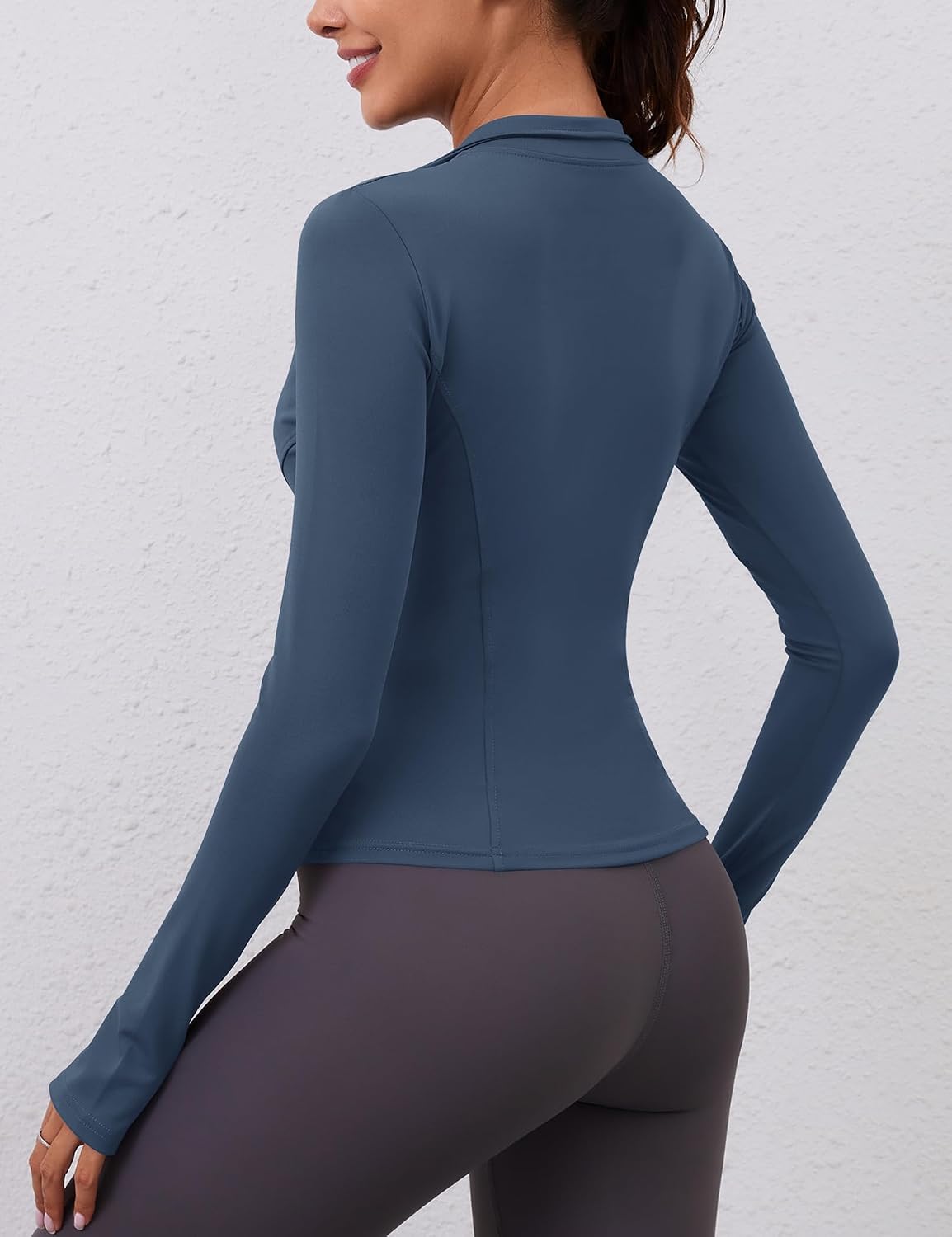 Thumbnail 6 de Rapbin Women’s Long Sleeve Gym Tops 1/4 Zip with Thumb Holes (Quick Dry Slim Fit)