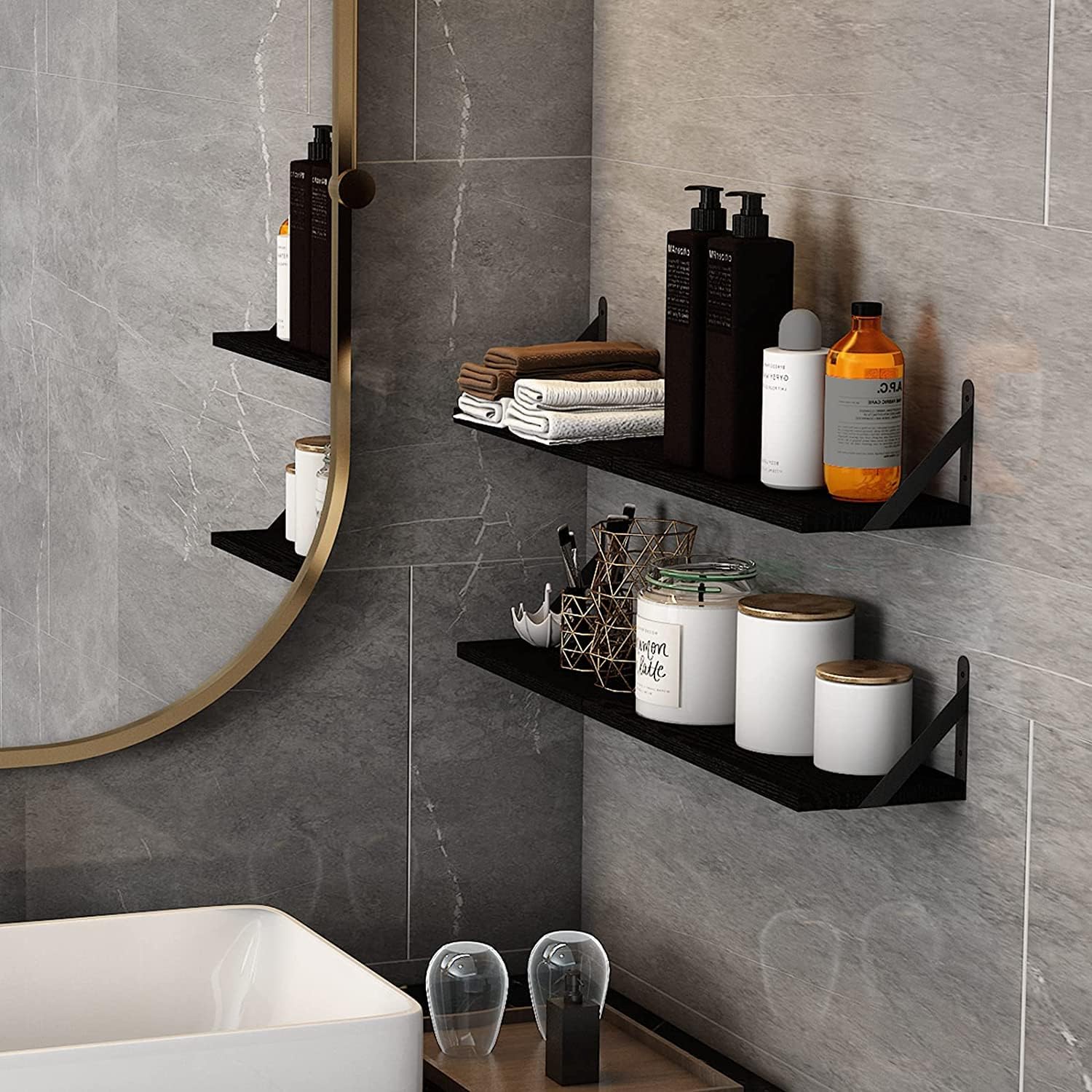 Thumbnail 5 de YGEOMER Floating Wall Shelves Set of 4