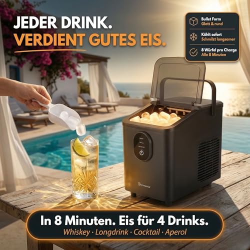Detalle de Sommertal EM12S Eiswürfelmaschine – 12 kg/24 h, selbstreinigen & leise