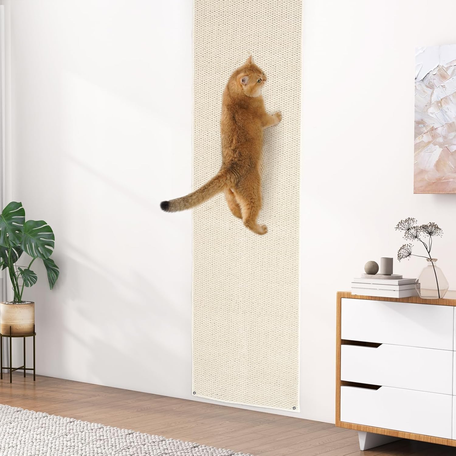 Thumbnail 6 de Uross Cat Climbing Wall Carpet 200x40cm: Scratch-Resistant Wall Scratcher for Indoor Cats