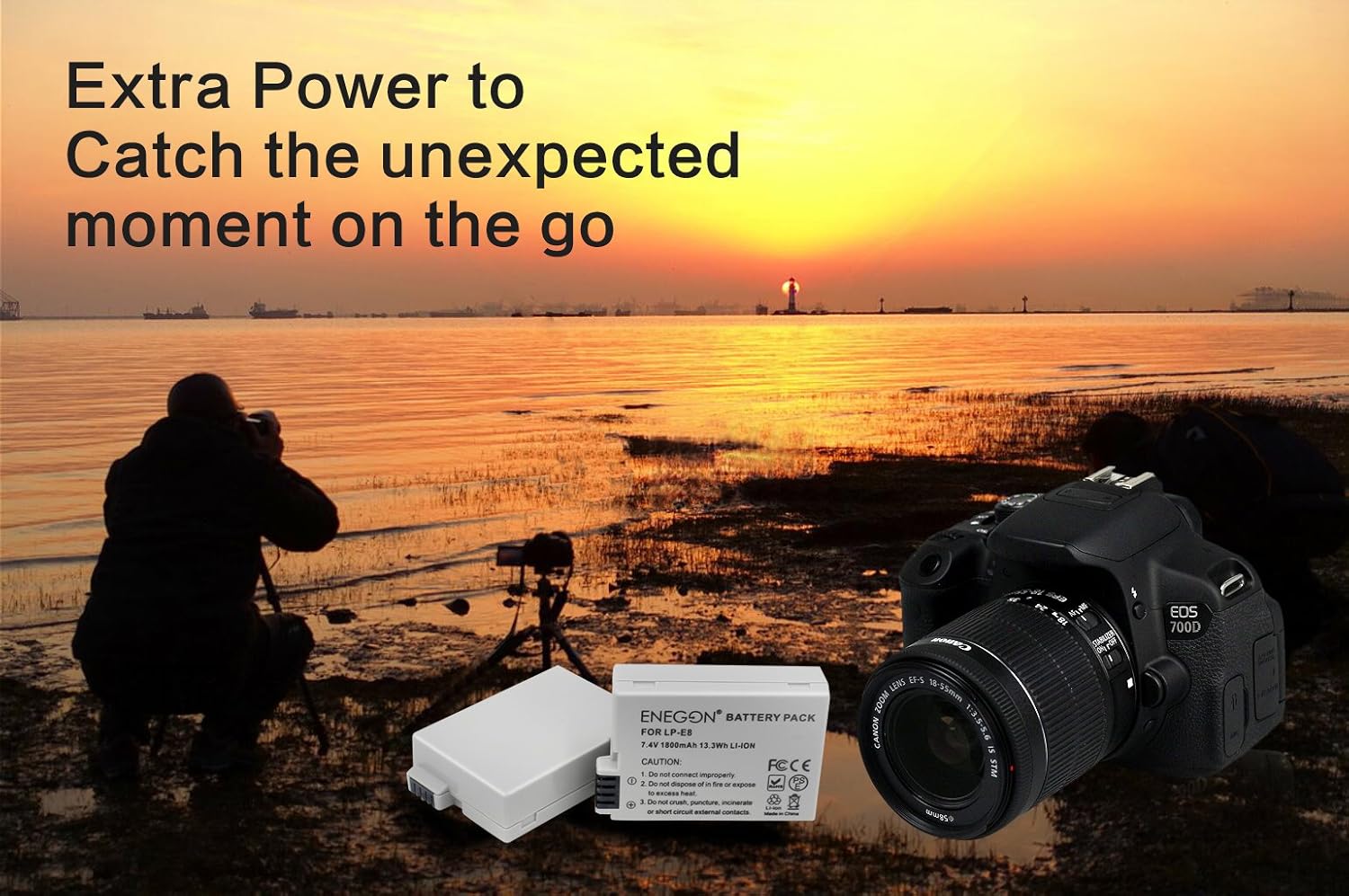 Thumbnail 4 de ENEGON Batteria di ricambio 2-Pack con caricatore rapido doppio per Canon LP-E8