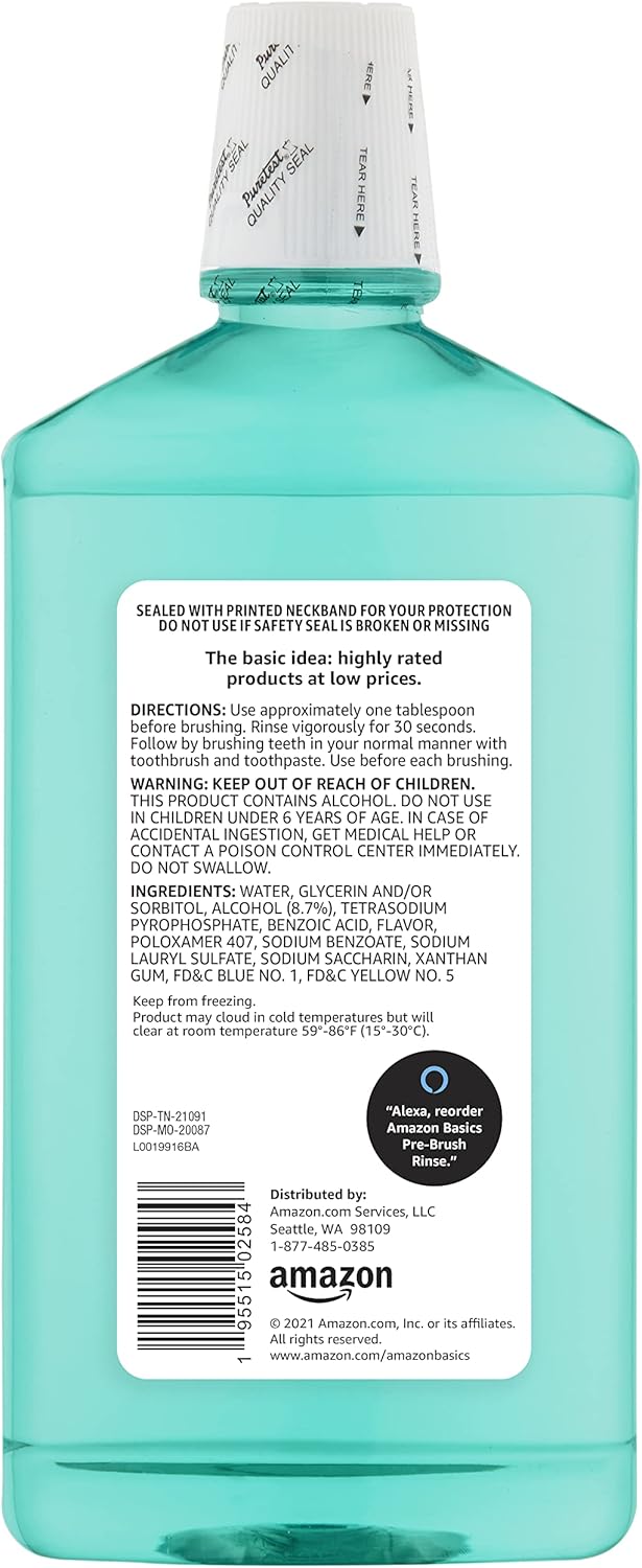 Thumbnail 1 de Amazon Basics Pre-Brush Dental Rinse (Green Mint), 24 fl oz — loosens plaque before brushing