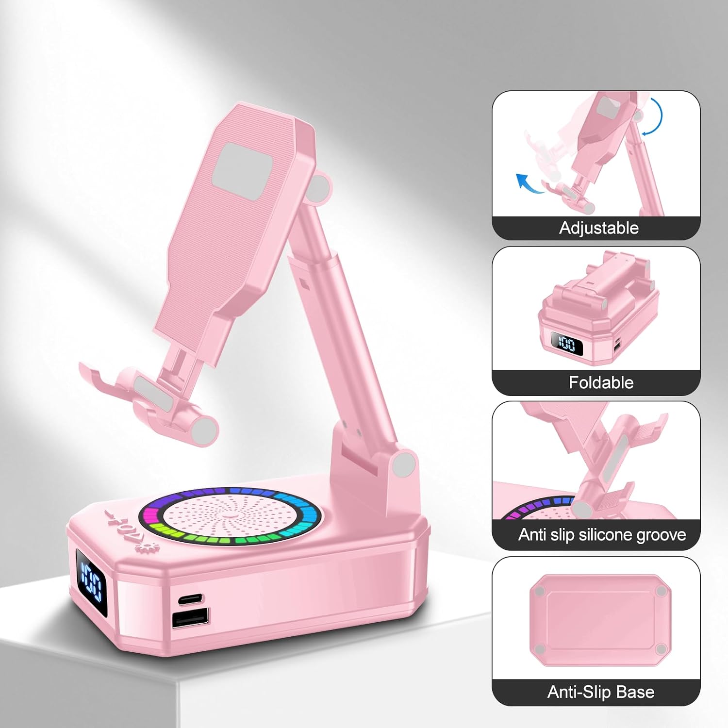 Detalle 2 de Foldable Phone Charger Stand with Bluetooth Speaker