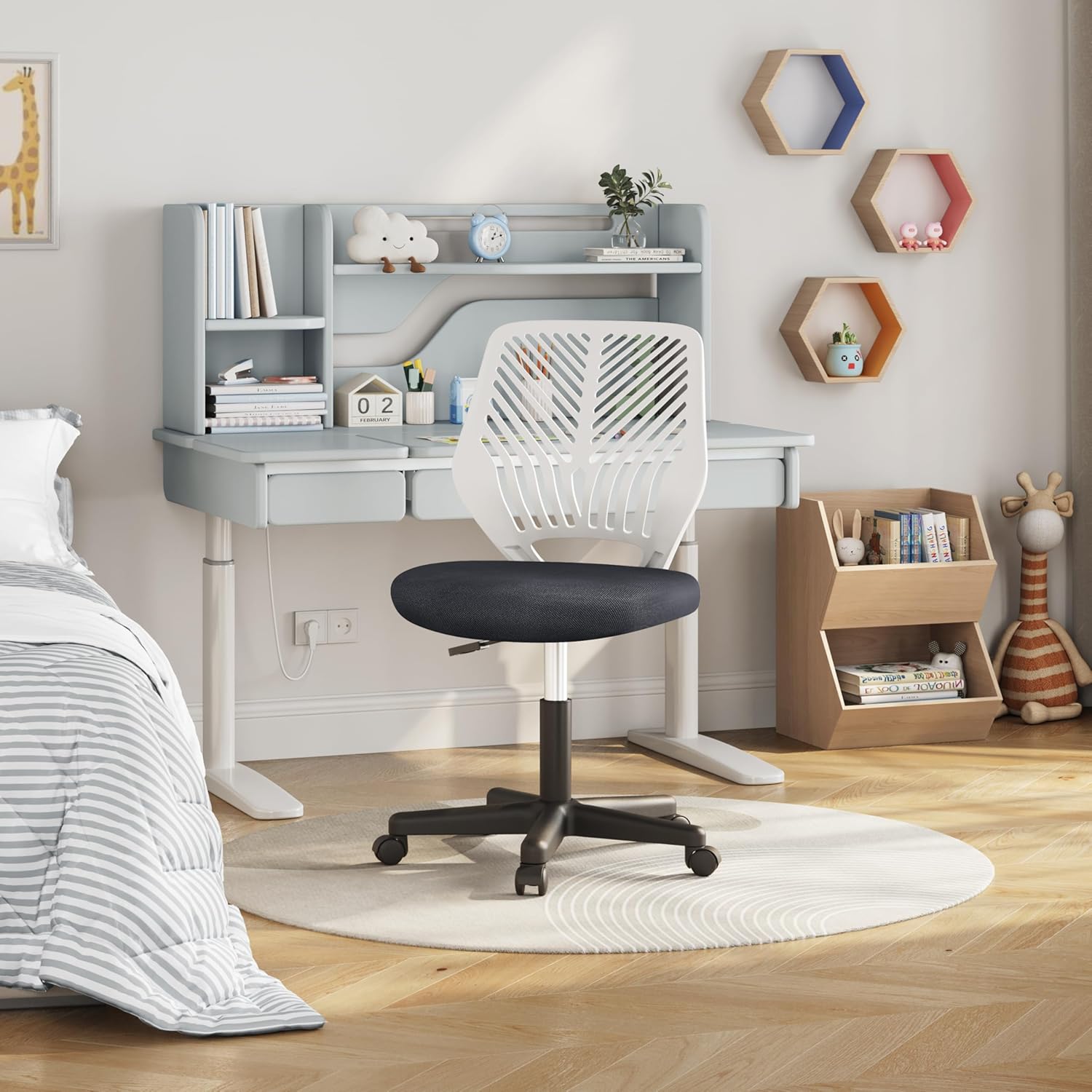 Thumbnail 6 de Yaheetech Sedia Ufficio Ergonomica senza Braccioli – Schienale a S, Altezza Regolabile e Portata 136 kg, Grigio Scuro
