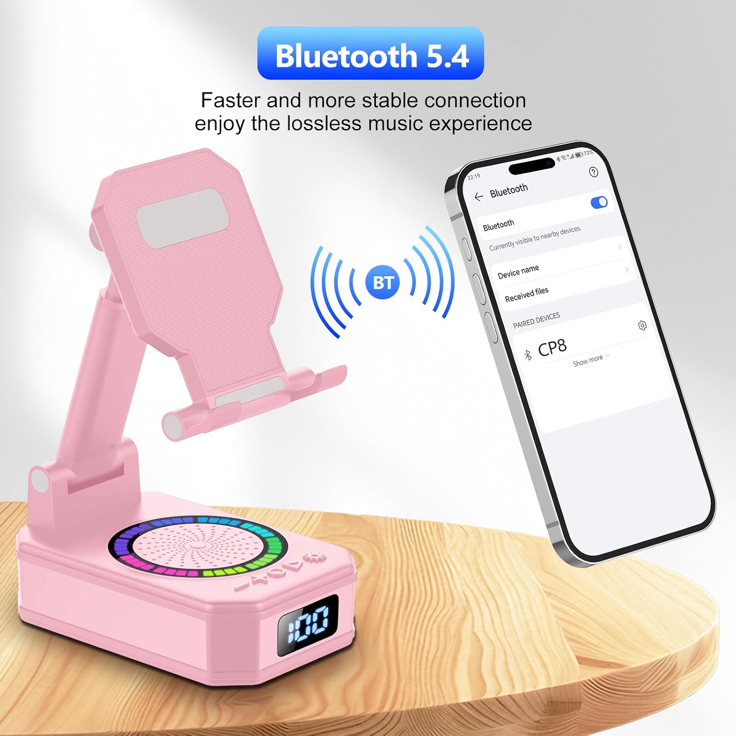 Detalle 2 de Foldable Phone Charger Stand with Bluetooth Speaker