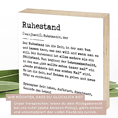 Thumbnail 7 de Wunderpixel Holzbild Definition Ruhestand – 15x15x2 cm, Fotodruck auf Birkenholz, zum Aufstellen oder Aufhängen