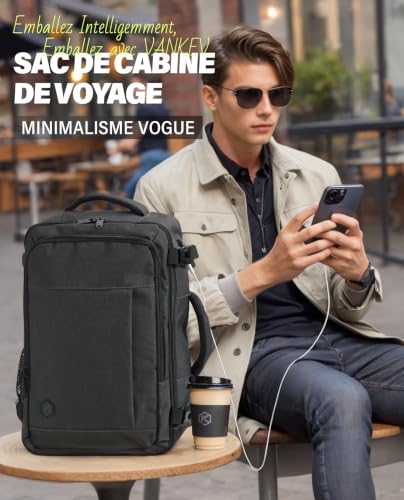 Detalle 2 de VANKEV Bagage Cabine 45x36x20 – Sac à dos de voyage compatible EasyJet