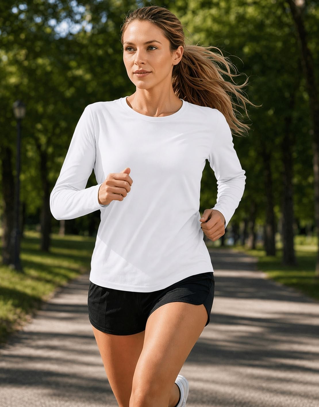 Detalle de PINSPARK Women's Long-Sleeve Workout Shirt, UPF 50+ and Moisture-Wicking