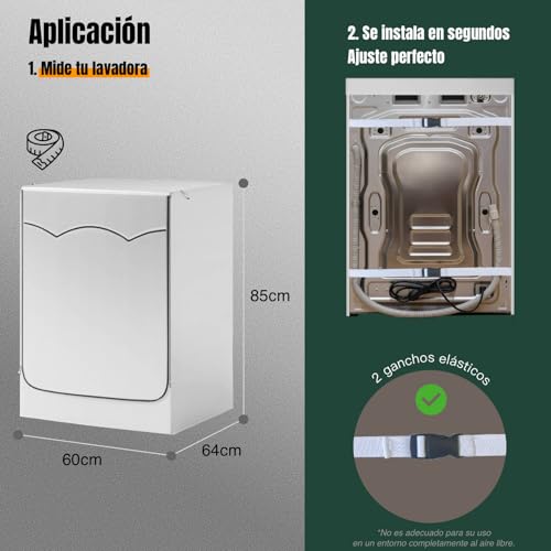 Thumbnail 5 de AWNIC Funda Lavadora Exterior Impermeable 60x64x85 cm con Apertura Frontal y Cremallera — Plateada