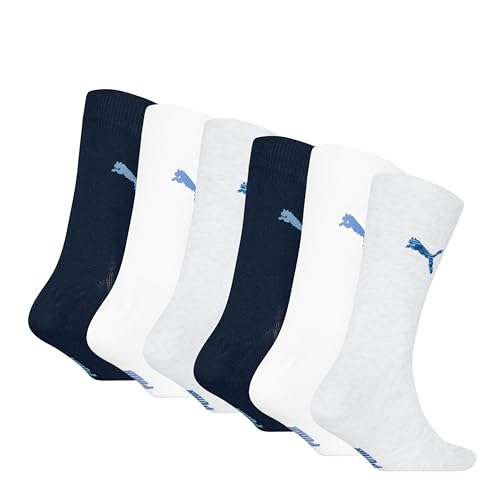 Thumbnail 1 de PUMA Kids Easy Rider 6P ECOM, Gris/Blanco/Azul Marino (23–26) | Calcetines infantiles de algodón