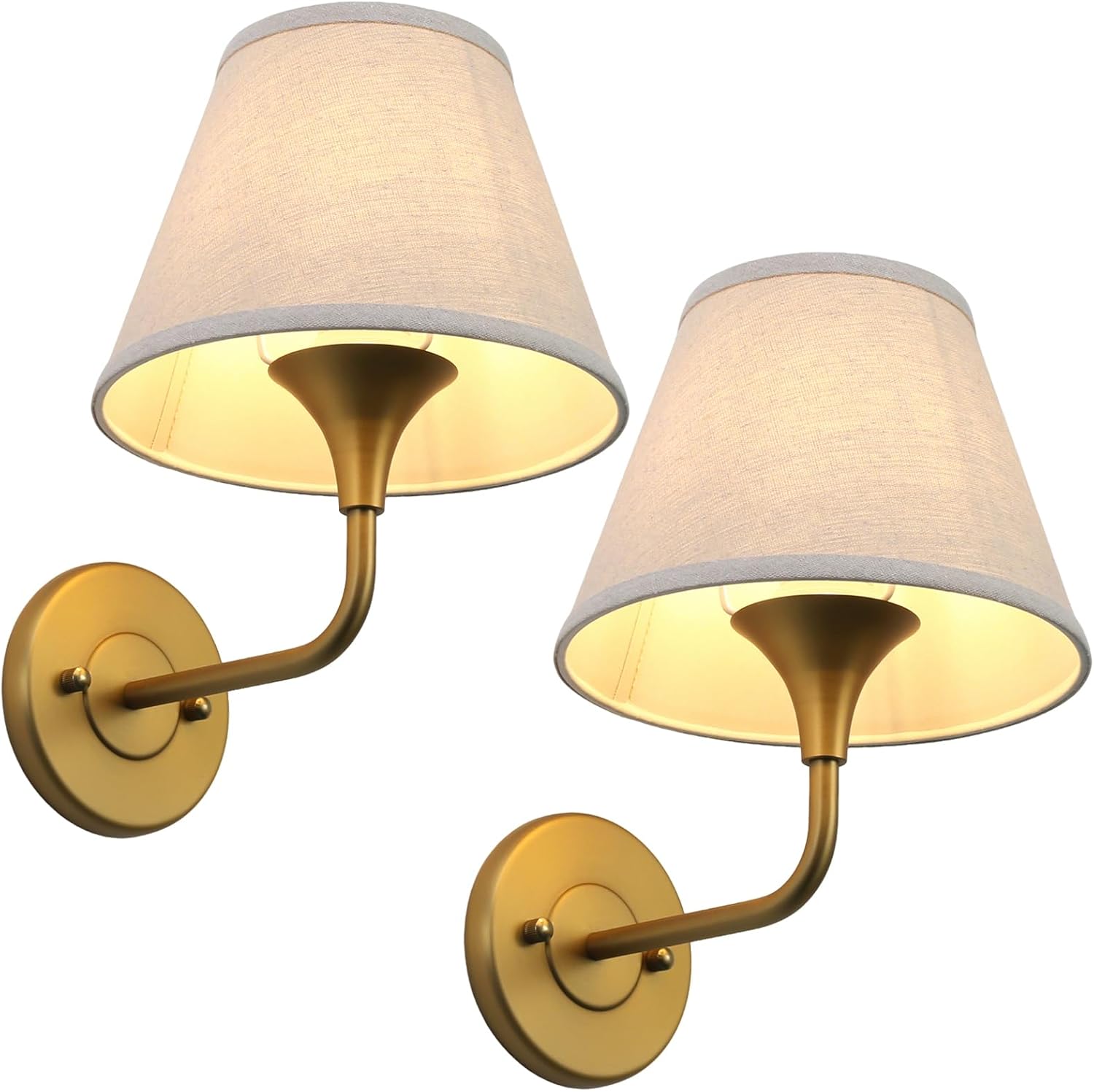 Detalle de PERMO PMCA872-2 Hardwired Fabric Wall Sconces, Antique Brass, 2-Pack