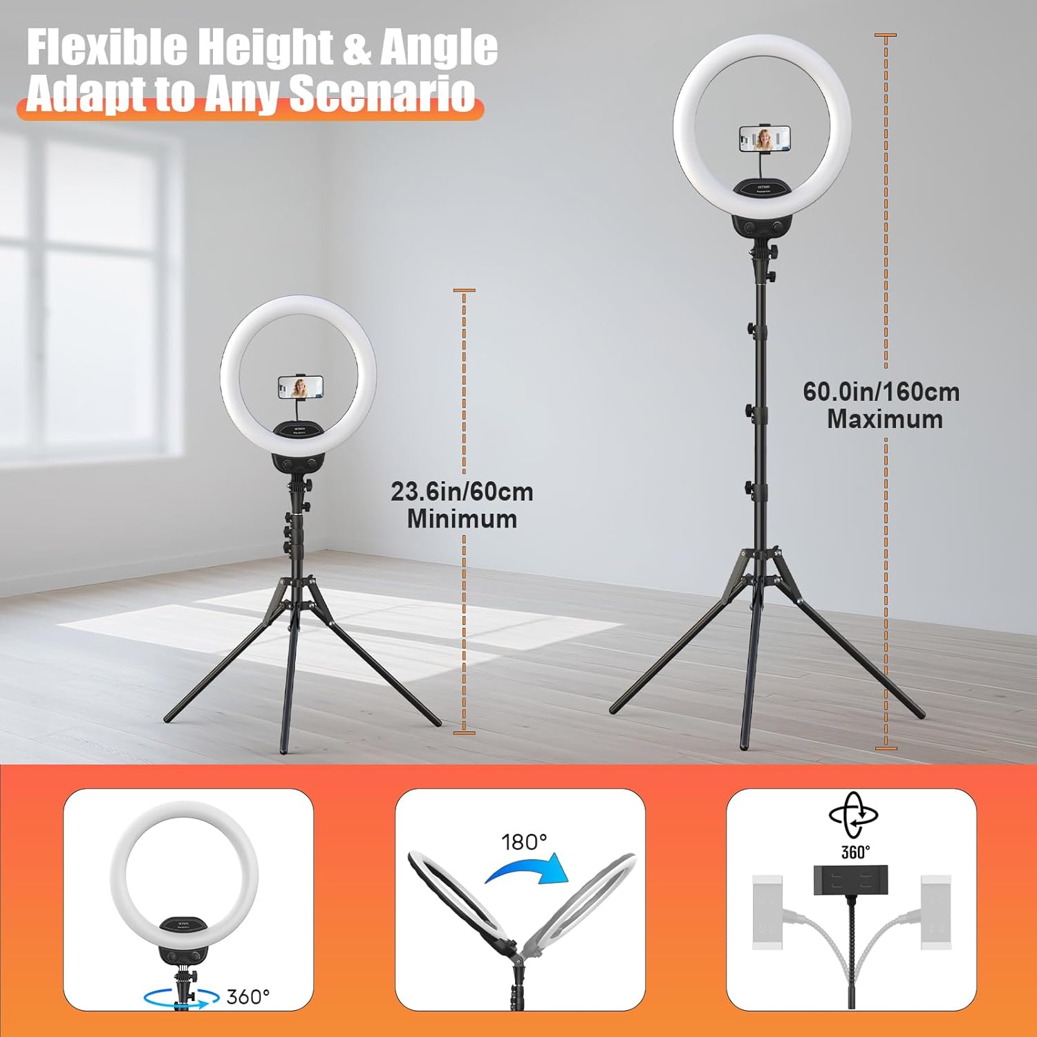 Thumbnail 2 de ALTSON 14" Ring Light 63" Tripod for Streaming