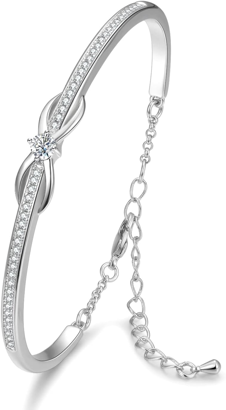 Detalle de Praelinos Bracelet Femme Infini – Plaqué or blanc 18K et or rose, élegant symbole d’éternité