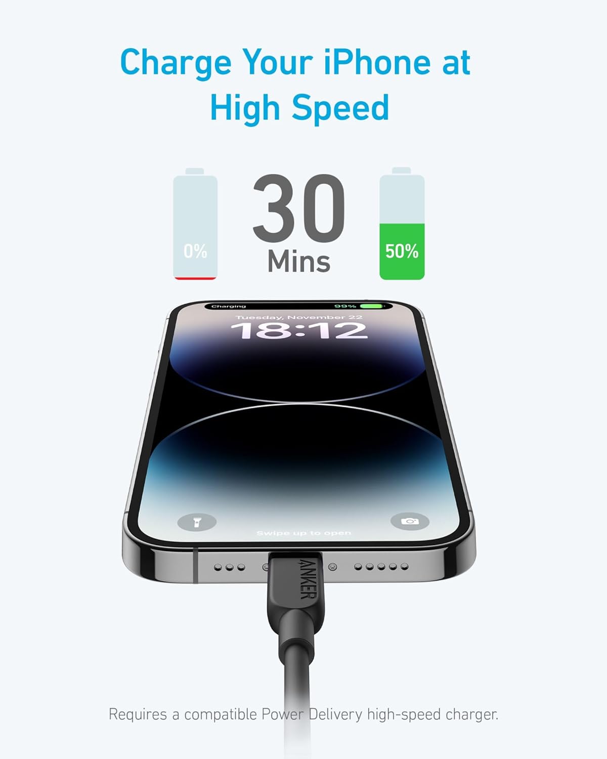 Detalle 2 de Anker 310 cable USB-C a Lightning 180 cm