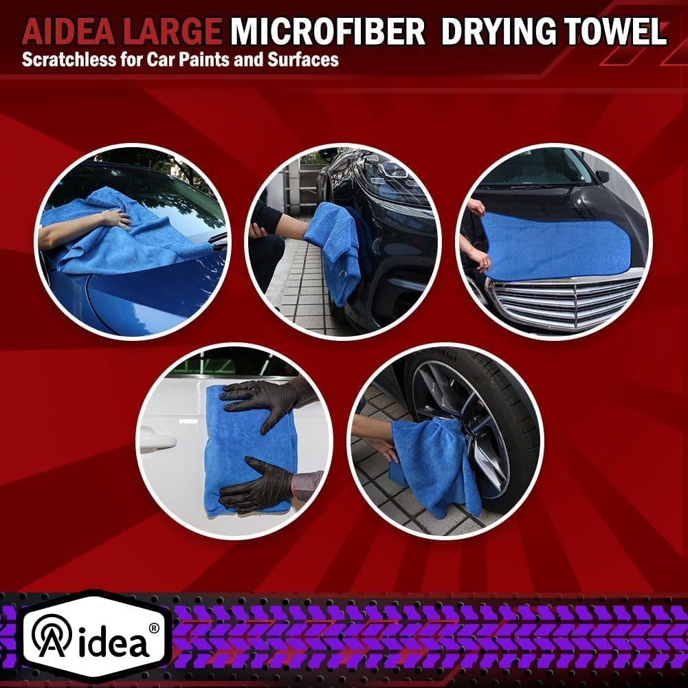 Thumbnail 6 de AIDEA Microfiber Towels for Cars – 2-Pack (Large Drying Towel, 24x31in, Blue)