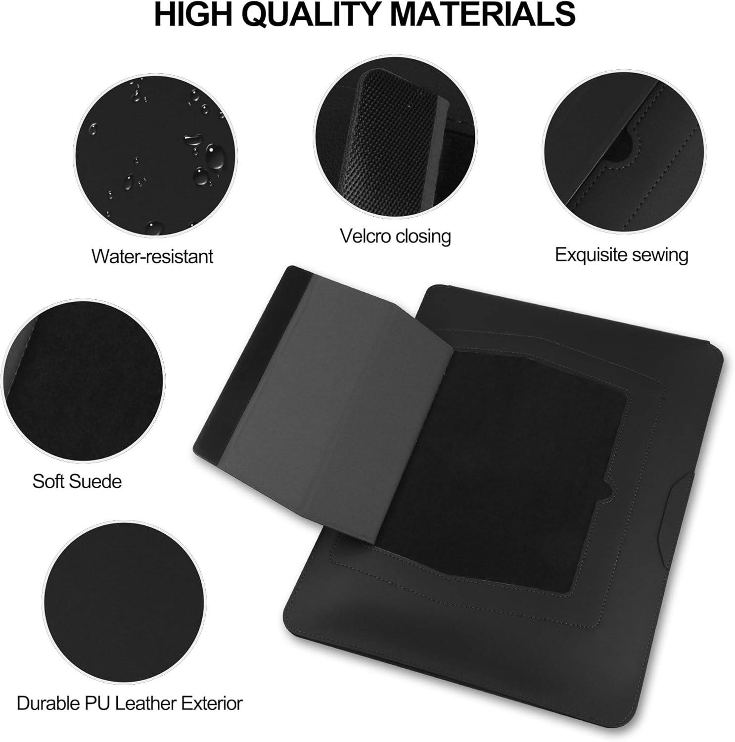 Detalle de HoYiXi 13.3''/13.6'' Laptop Sleeve Case with Leather, Stand & Mouse Mat — Ultra-Portable 3‑in‑1