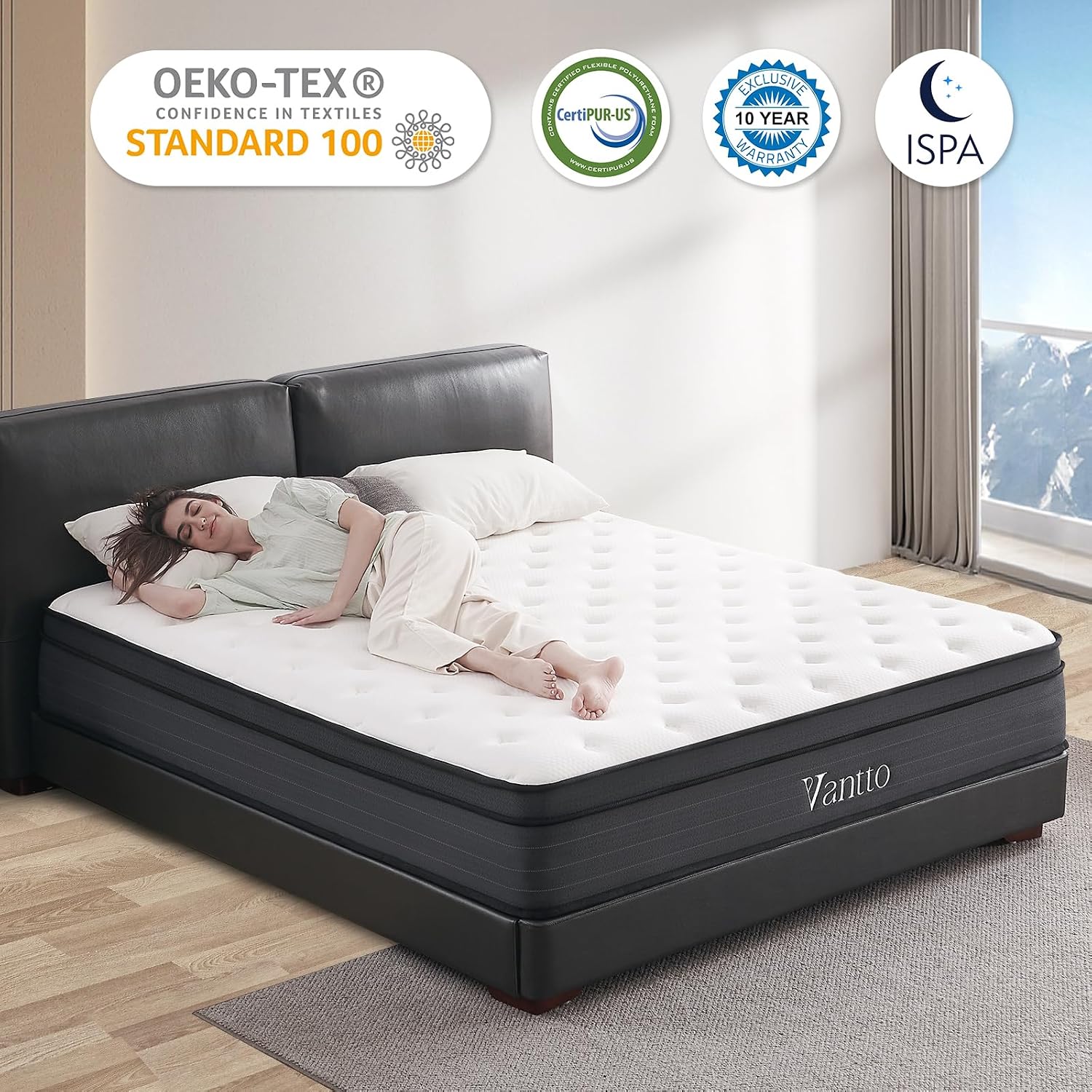Thumbnail 5 de Vantto Double Mattress 4FT6: 10-Inch Memory Foam Hybrid with Pocket Springs