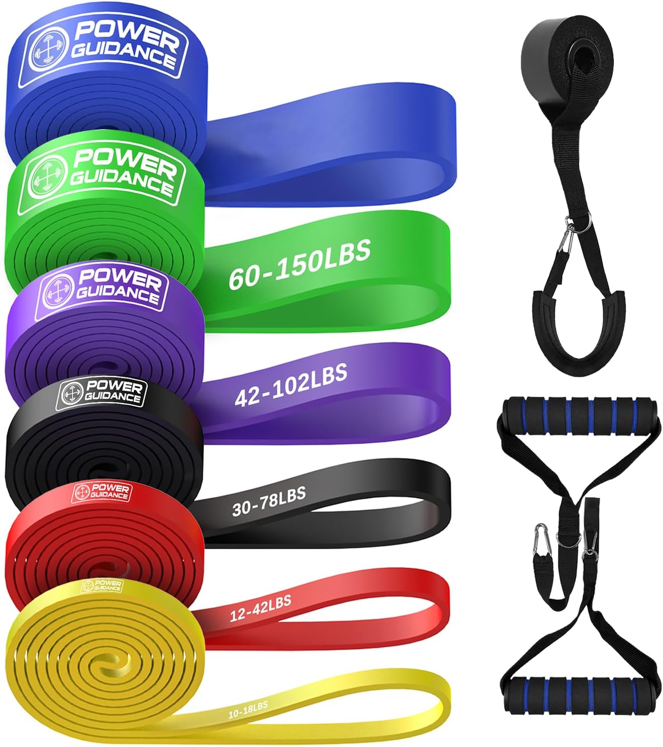 Detalle de POWER GUIDANCE Resistance Bands Widerstandsbänder-Set inkl. Türanker, 2 Griffe & Tragetasche