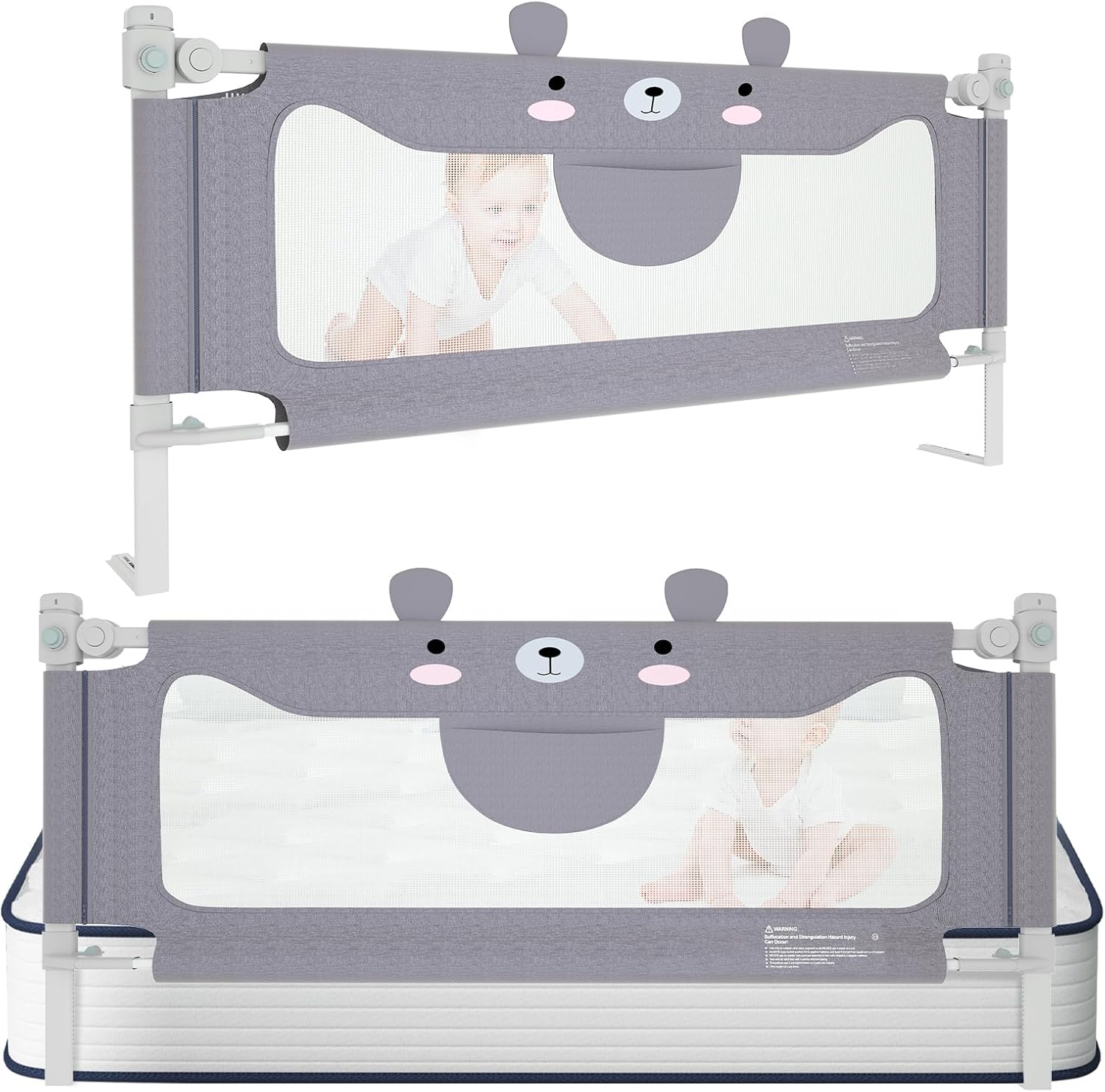 Thumbnail 6 de Kidsgigglz Bettgitter – Rausfallschutz 200 cm mit vertikaler Hebefunktion, Grau