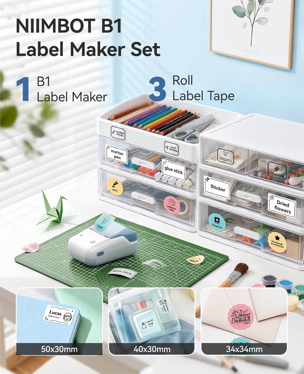 Detalle 2 de NIIMBOT B1 Thermal Label Maker with Bluetooth and 3 Label Rolls