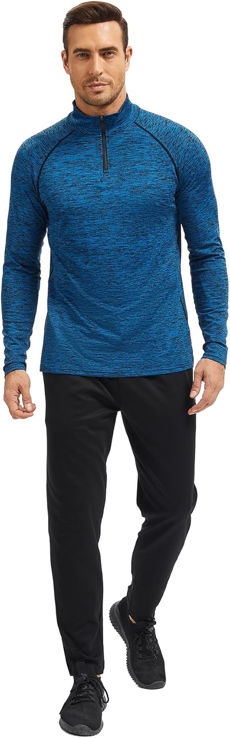 Thumbnail 2 de AMZSPORT Maglia da uomo manica lunga 1/4 zip felpa traspirante per running, palestra e allenamento