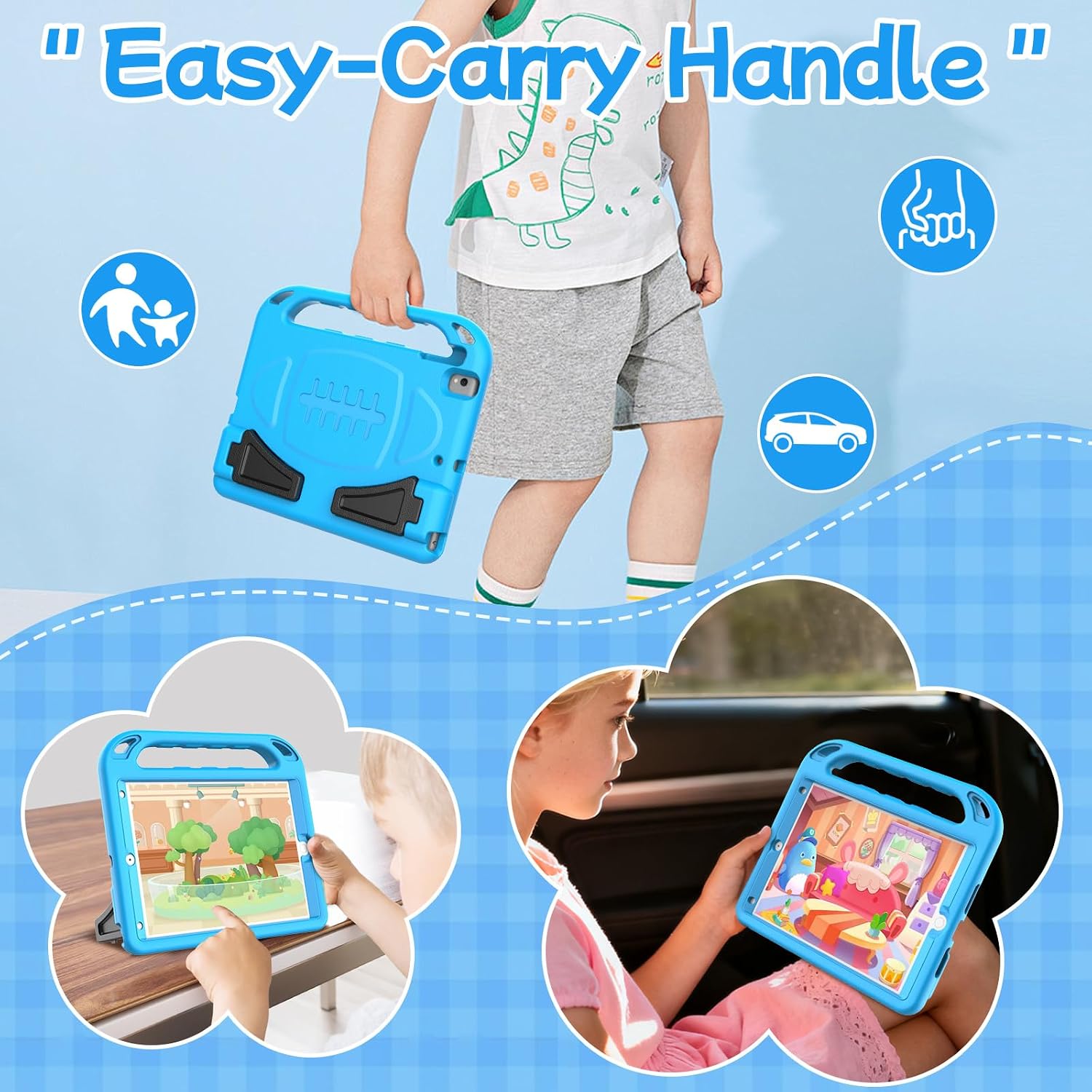 Detalle de SINSO Kids Case for iPad 9th Gen / 8th Gen / 7th Gen 10.2in with Built-in Screen Protector