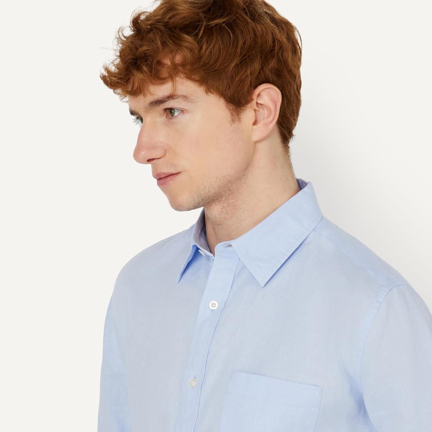 Detalle de Amazon Essentials Men's Regular-Fit Long Sleeve Linen Blend Shirt