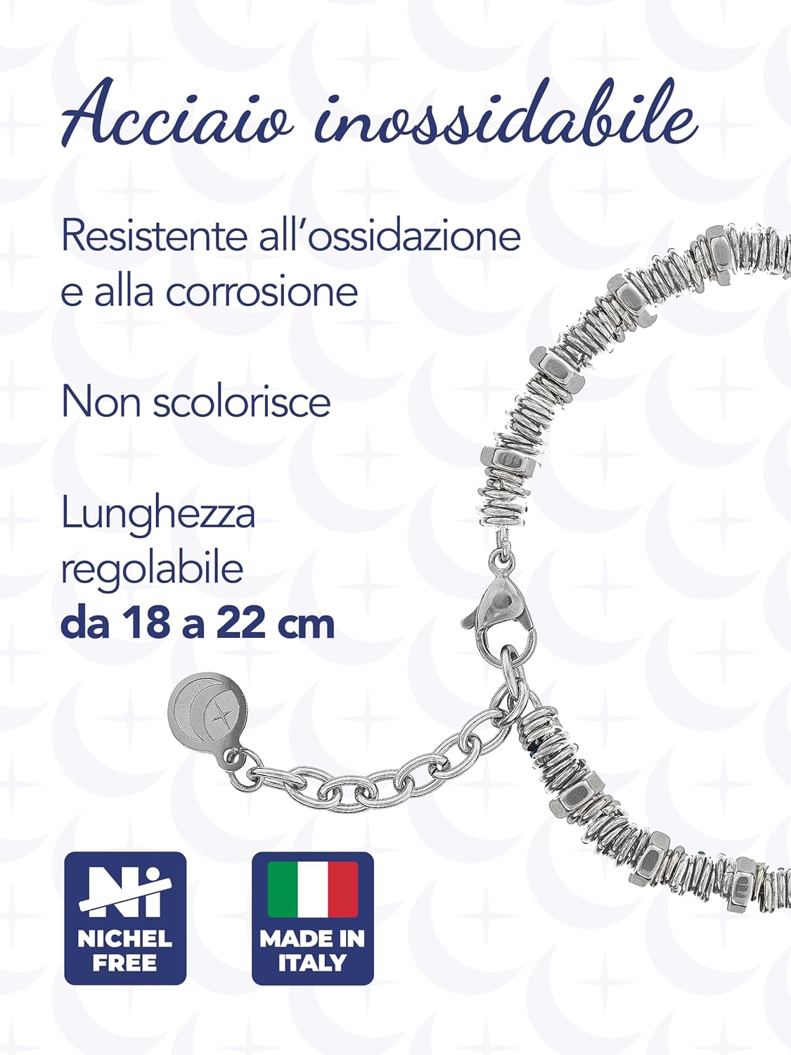 Detalle de inSCINTILLE Bracciale Uomo Acciaio Rondelle e Bulloni – Regolabile 18-22 cm, Confezione Regalo Inclusa