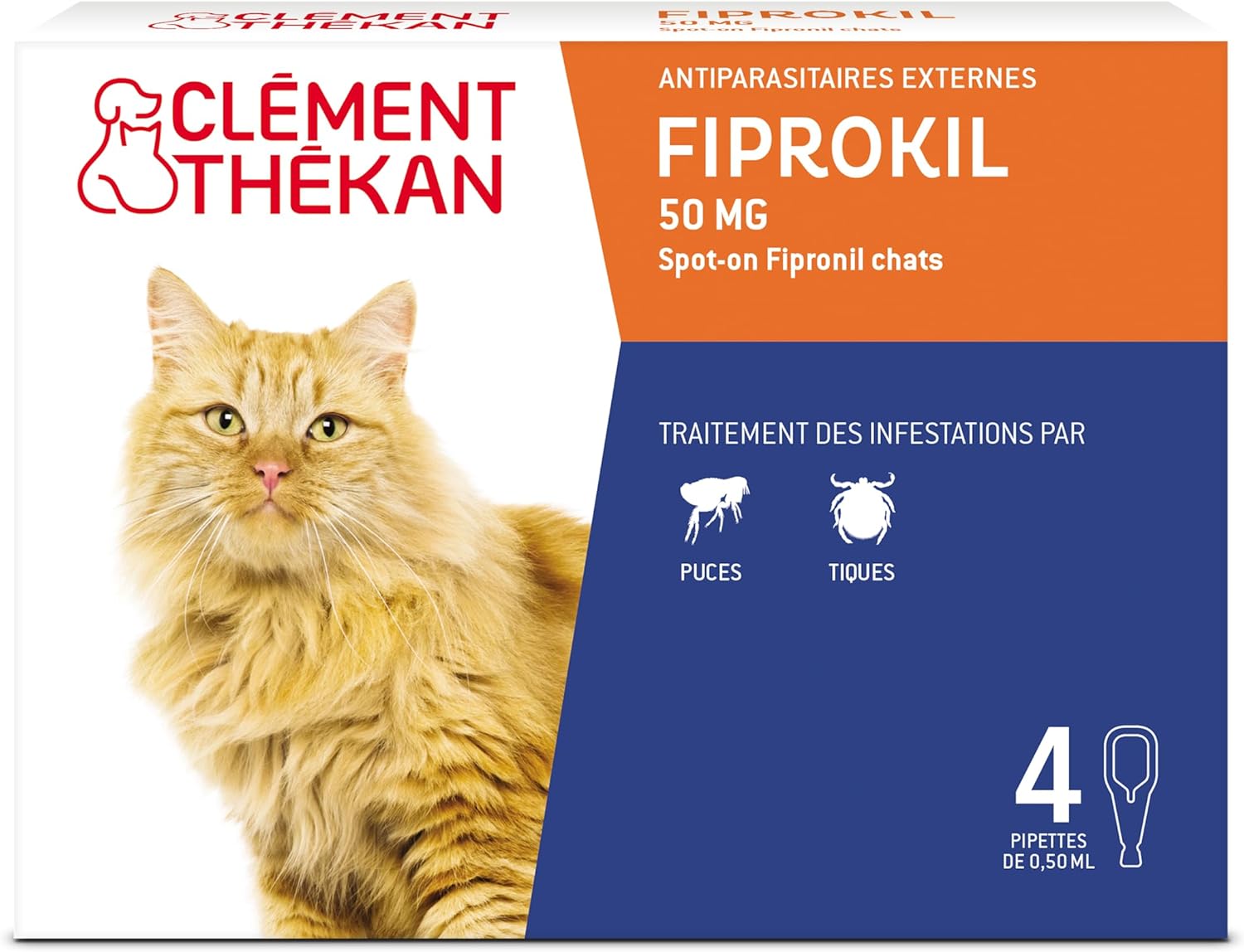 Clément Thékan Fiprokil antiparasitaire pour chat 50 mg 🐱