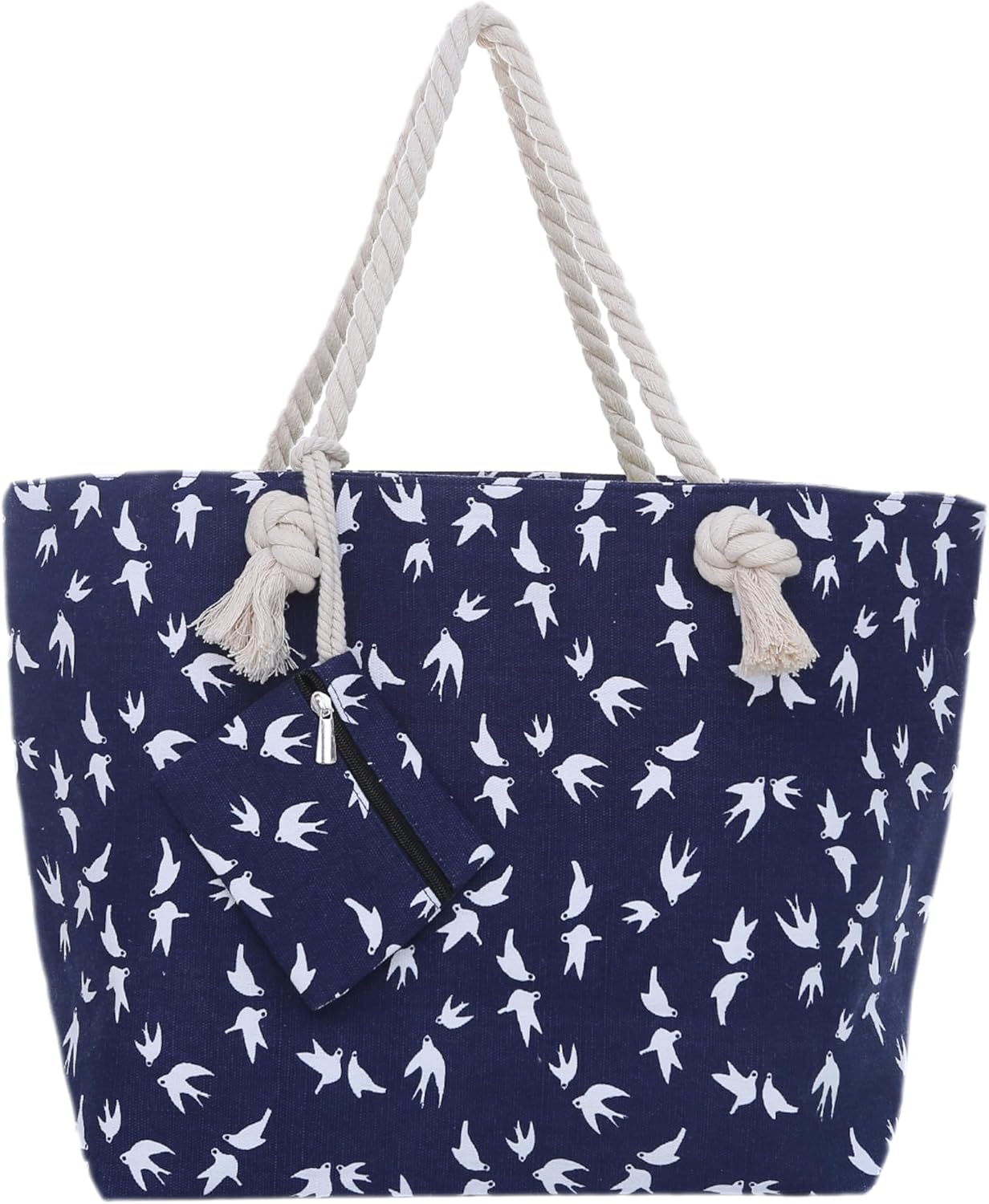 Detalle de DonDon Borsa da spiaggia grande con chiusura zip 58 x 38 x 18 cm, shopper yacht style