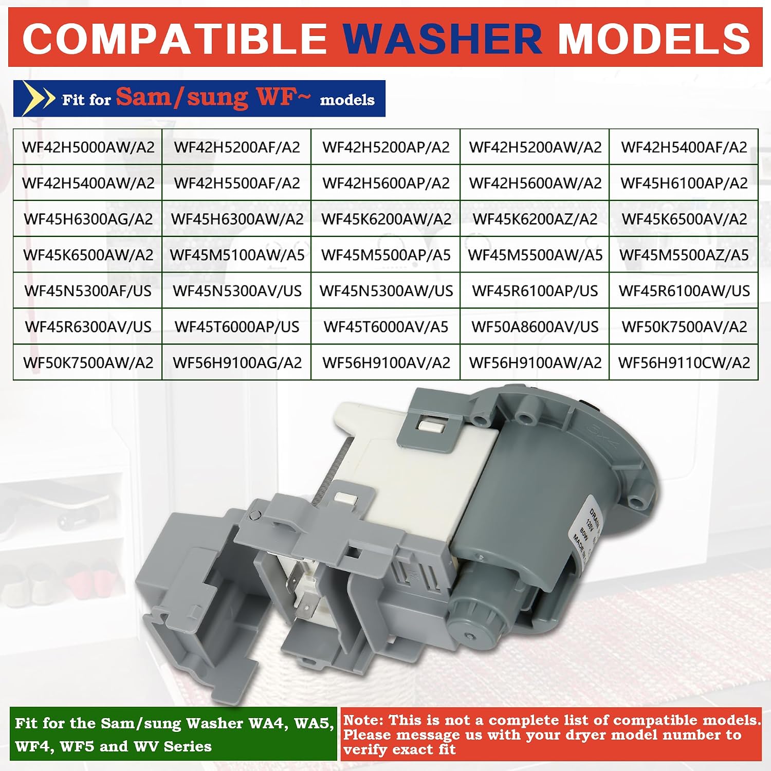 Detalle 1 de Bakaoof DC31-00187A Washer Drain Pump Motor, 120V, 80W