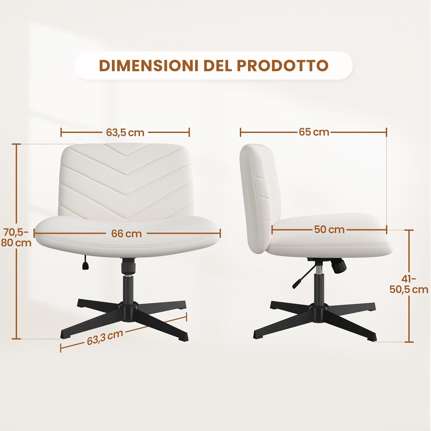 Detalle de Yaheetech Sedia Ufficio Girevole Beige