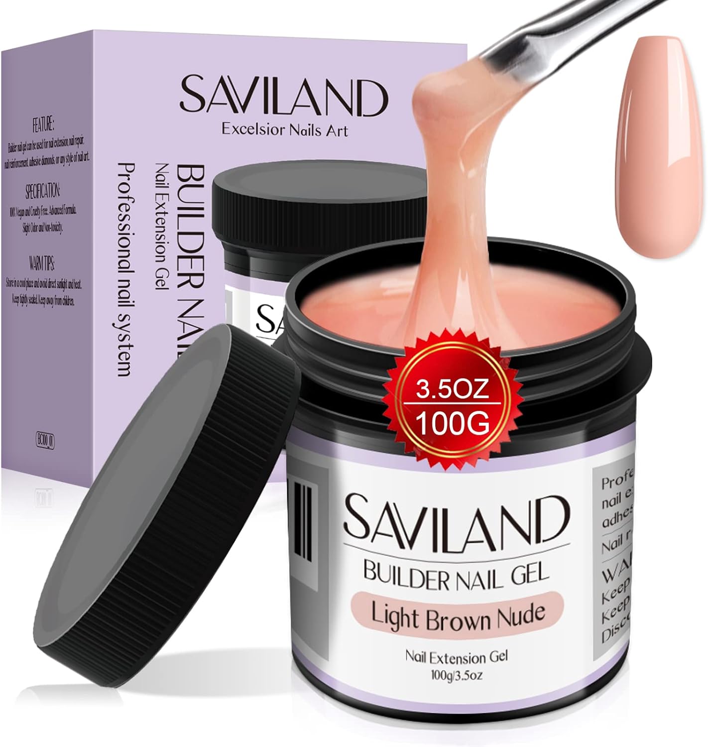 Thumbnail 6 de Kit Saviland Gel Construction UV : gel clair & nudes, pinceau, lime et 100 chablons