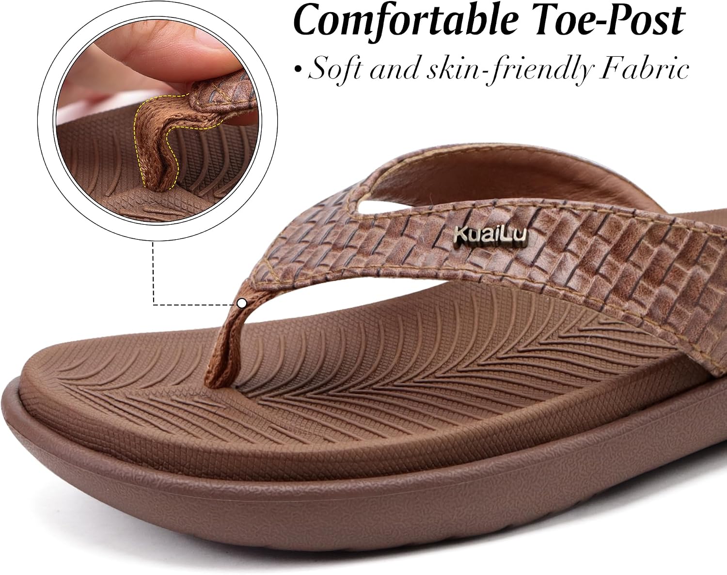 Detalle 2 de KuaiLu Women's Flip Flops with Arch Support – Brown, Size 6