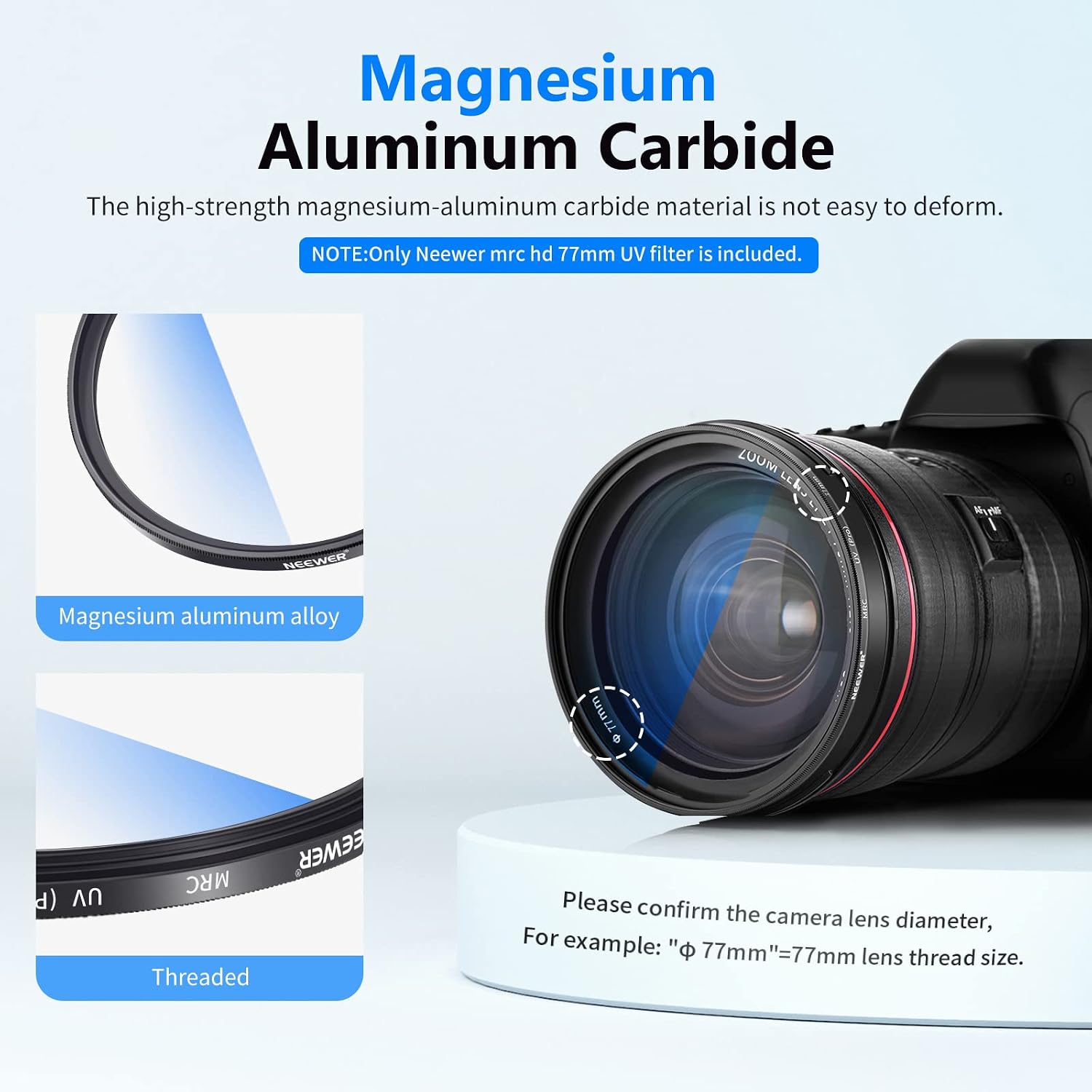 Detalle de NEEWER 77mm MRC UV Filter – Schutzfilter mit 30 Schichten Nano-Beschichtung