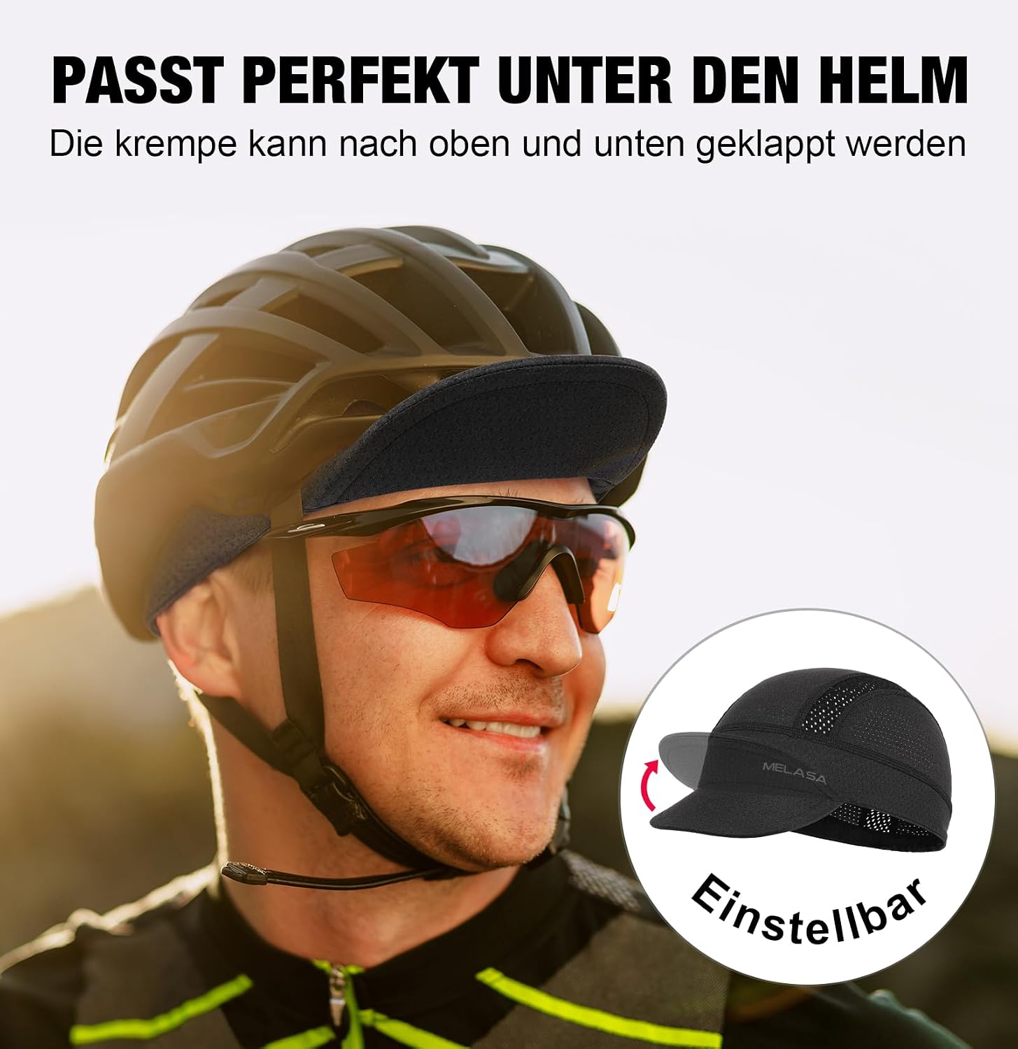 Detalle de MELASA Fahrrad Cap: Kühlende Skull Cycling Cap mit Sonnenblende und UV-Schutz
