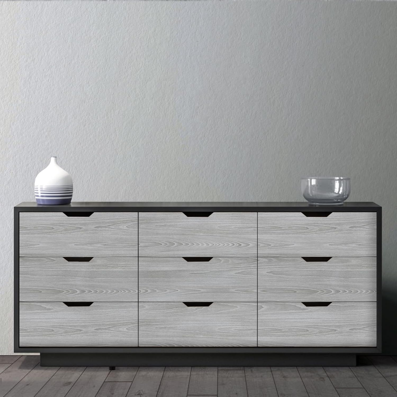 Detalle 2 de Honcet Vinyl Wrap Wood Effect 60x500cm – Self-Adhesive Grey Wood Grain Wallpaper for Furniture and Surfaces