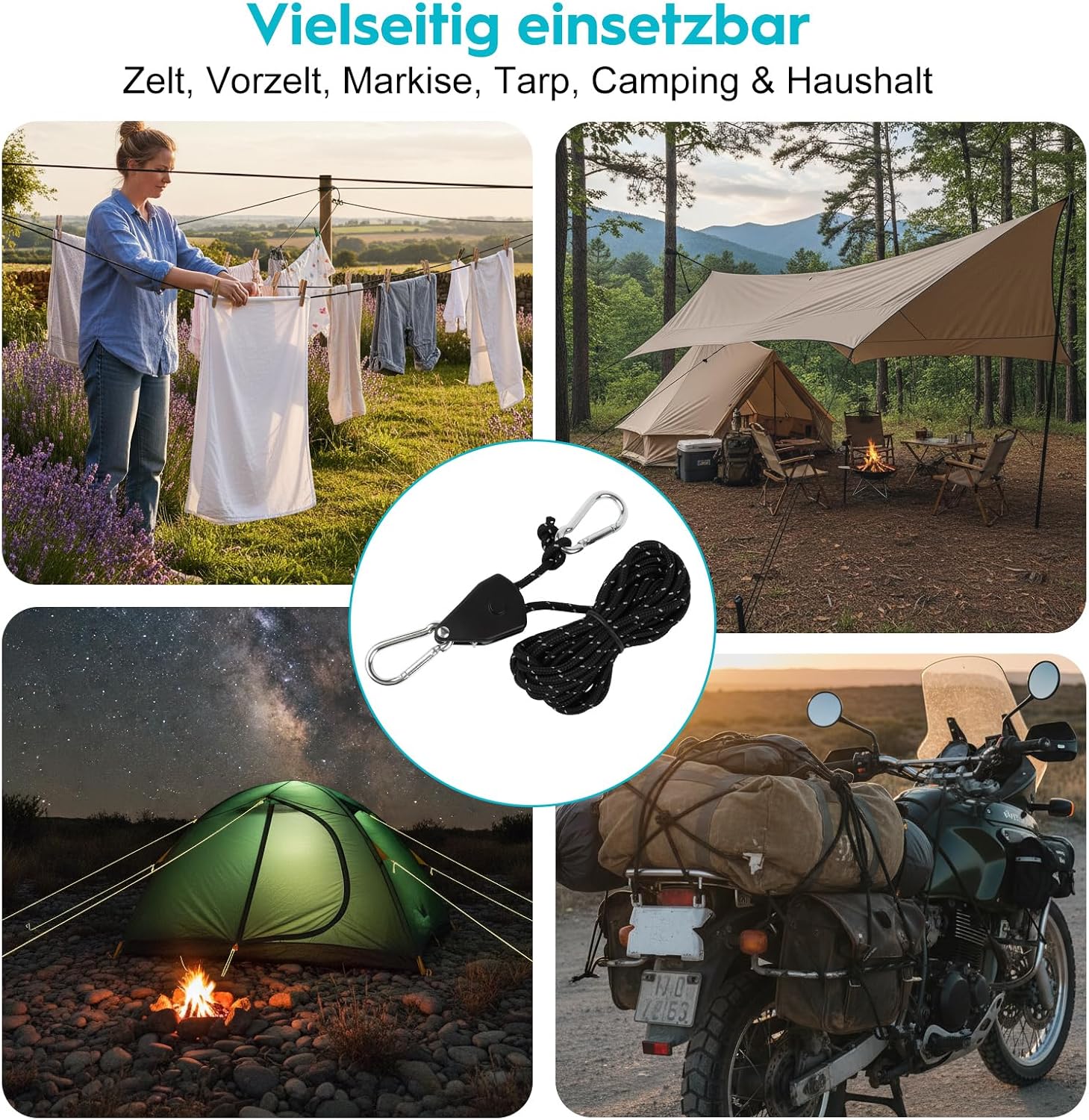Thumbnail 4 de QZYIPI QZ-RA08 reflecterende scheerlijnen, 8 stuks van 4 m met spanners