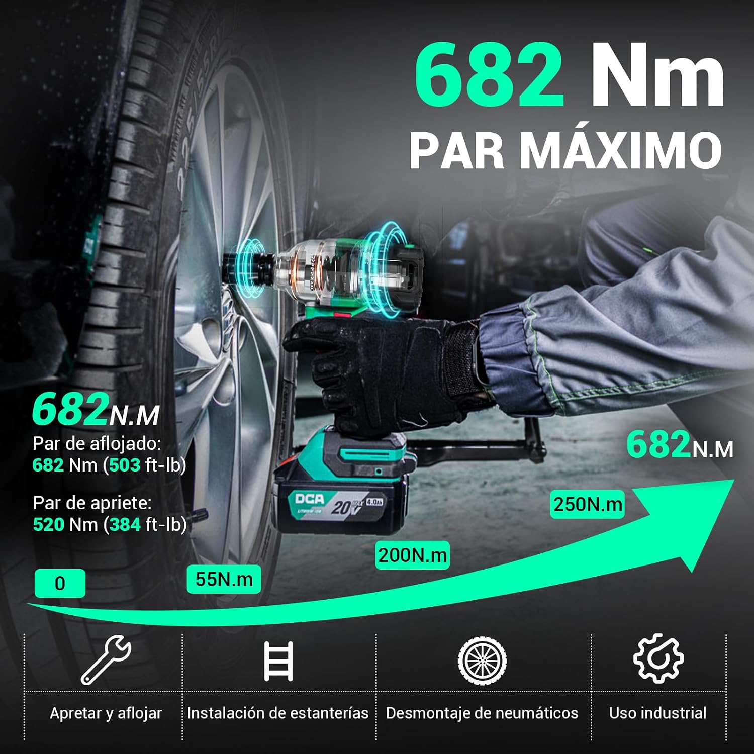 Thumbnail 2 de DCA Llave de Impacto Brushless 20V 682Nm