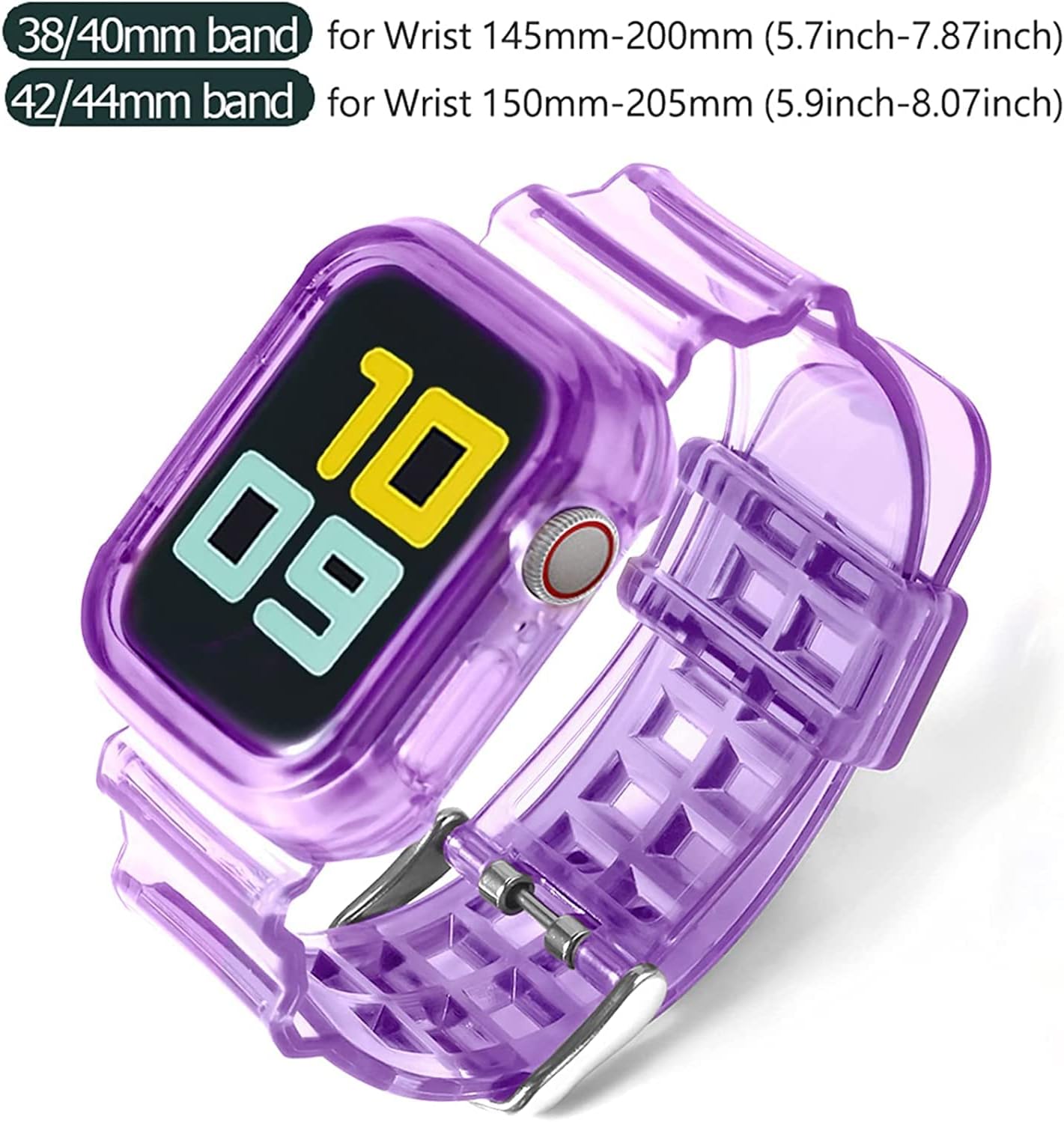Thumbnail 1 de Fleshy Leaf clear soft silicone Apple Watch strap with bumper protective case (Series 1–SE 7/6/5/4/3/2/1 compatible)