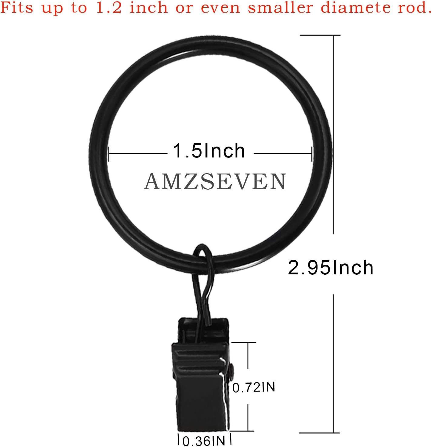 Detalle 2 de AMZSEVEN 40-Pack Metal Curtain Rings with Clips 1.5 in 🪟