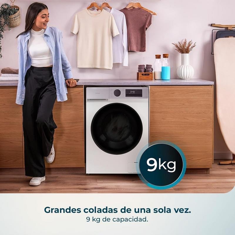 Detalle de Lavadora Cecotec Bolero DressCode 9450 Inverter: 9 kg, 1400 rpm, eficiencia A-10% y tambor Pearl Drum