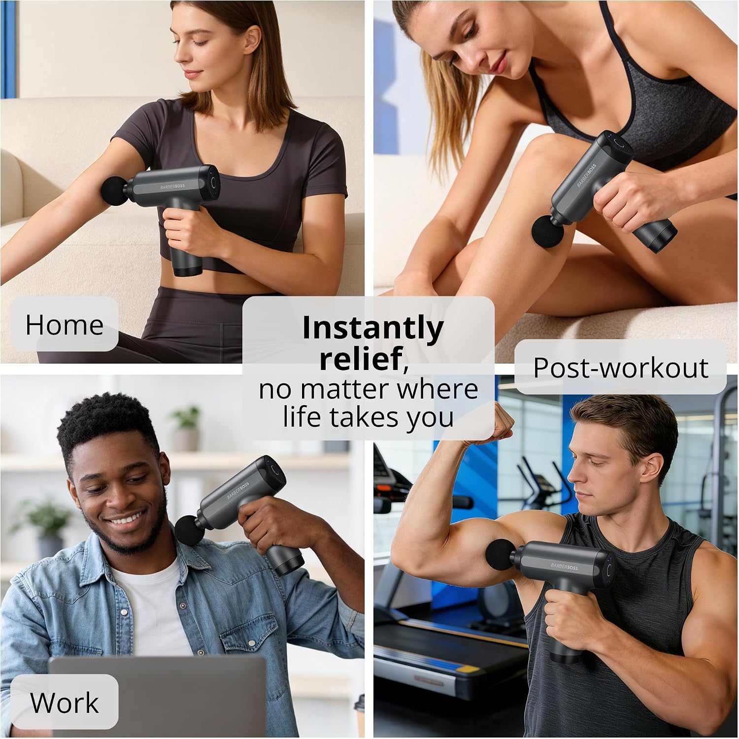 Detalle de BarberBoss Mini Massage Gun with Pressure Sensor – portable percussive massager with 5 intensity levels