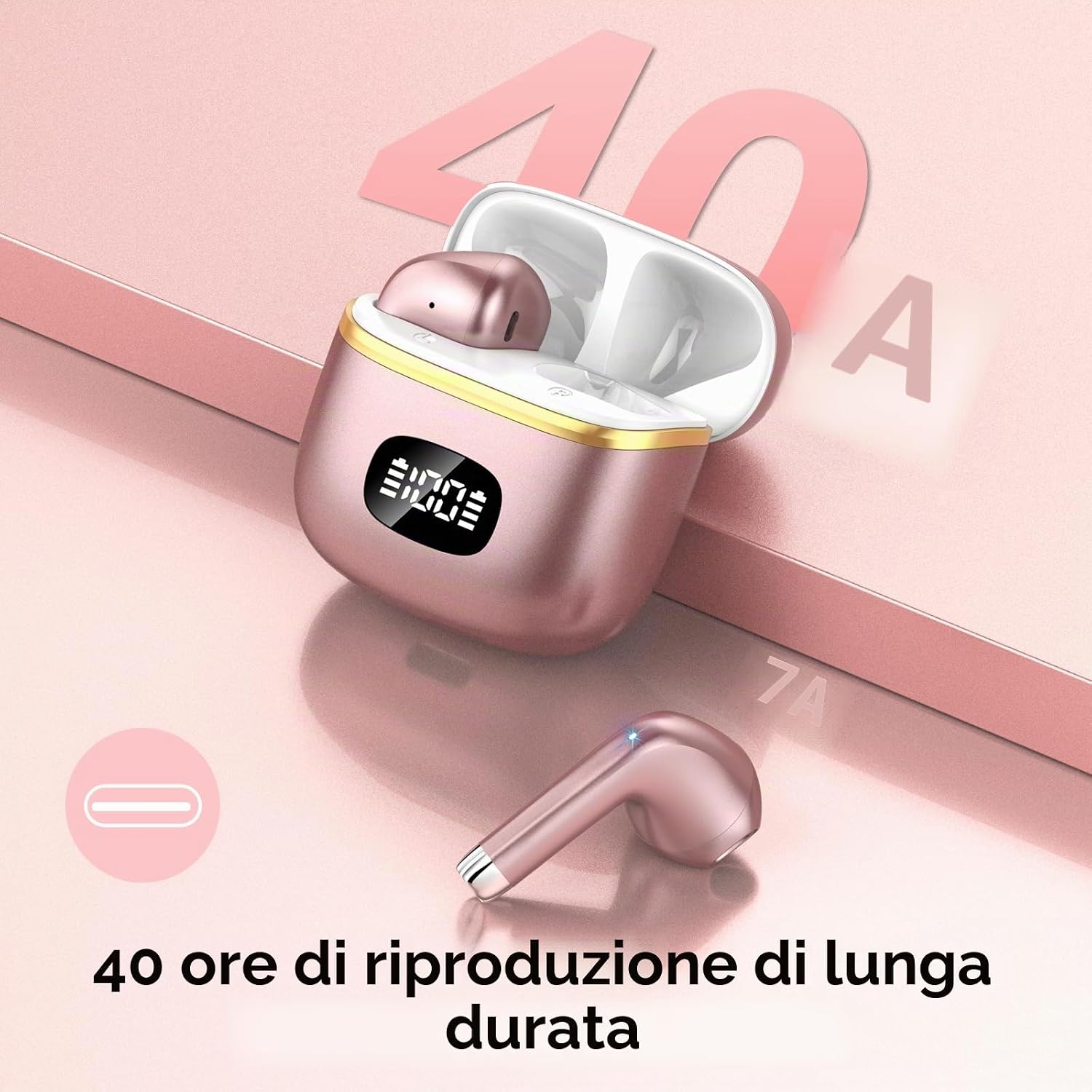 Thumbnail 1 de Nuovo Cuffie Bluetooth 5.4 in Ear – 4 Microfoni ENC, 40 Ore di Riproduzione, IP67 Rosso
